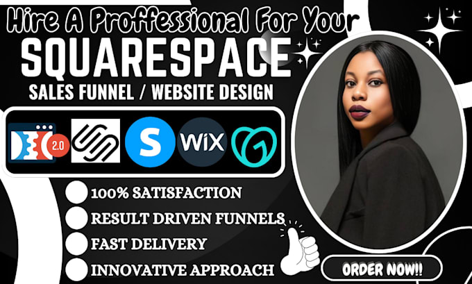 Gig Preview - Design squarespace website, wix sales funnel, squarespace landing page