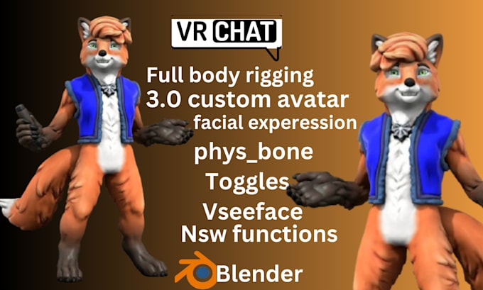 Gig Preview - Create custom vrchat avatar, vtuber avatar, furry beast, nsfw, vseeface animaze