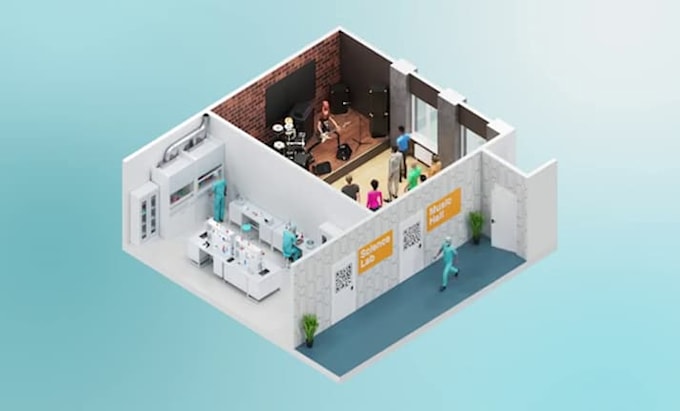 Gig Preview - Do 3d isometric explainer animation video, 3d isometric model