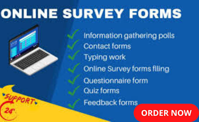 Gig Preview - Create professional online forms and survey using google forms microsoft forms