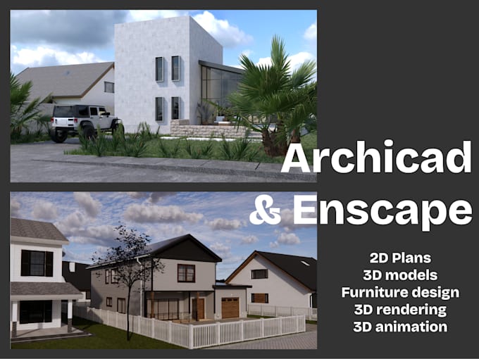 Gig Preview - Make architectural drawings and renderings in archicad and enscape