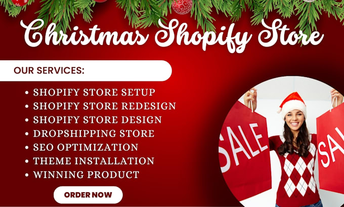 Gig Preview - Design 7 figure christmas shopify store christmas product dropshipping store