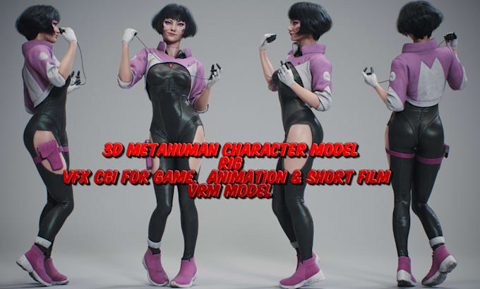 Gig Preview - Do 3d realistic character model, rig, vfx cgi for game animation, short film vrm