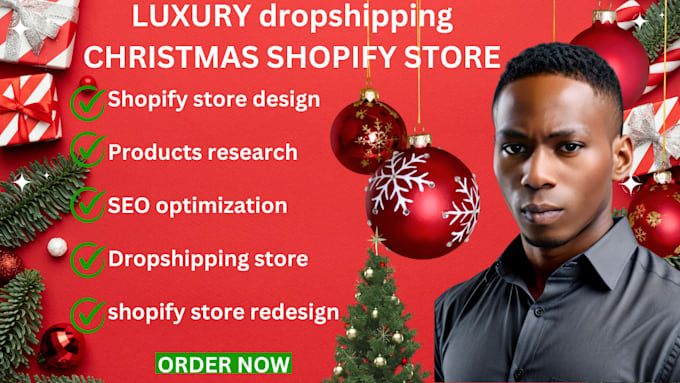 Gig Preview - Design luxury christmas shopify blackfriday holiday  gifts custom ornament store