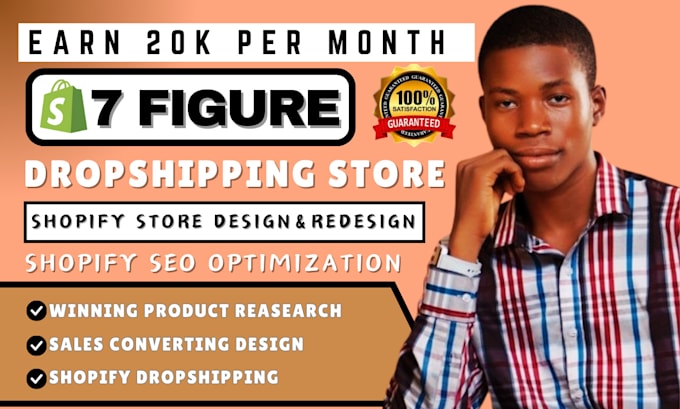 Gig Preview - Build 7 figure shopify dropshipping store or shopify website design