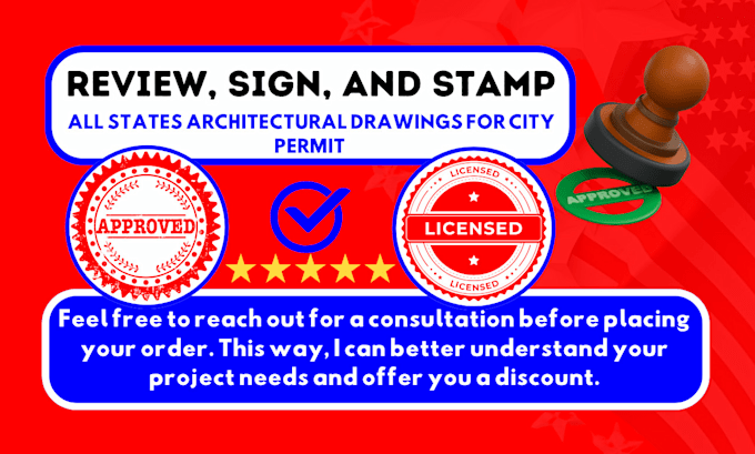 Bestseller - design, do mep stamp, architectural stamp, and pe stamp for the USA city permit