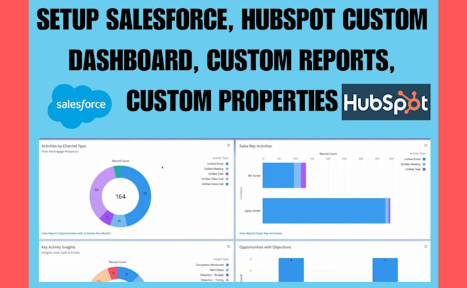 Gig Preview - Setup salesforce, hubspot custom dashboard, custom reports, custom properties