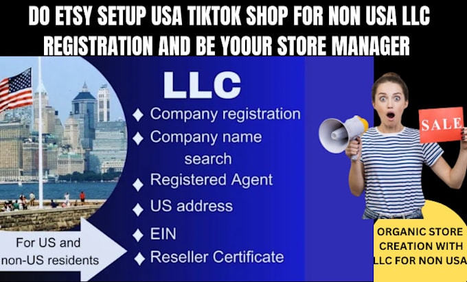 Gig Preview - Create a approve usa tiktok shop llc registration for non USA residents