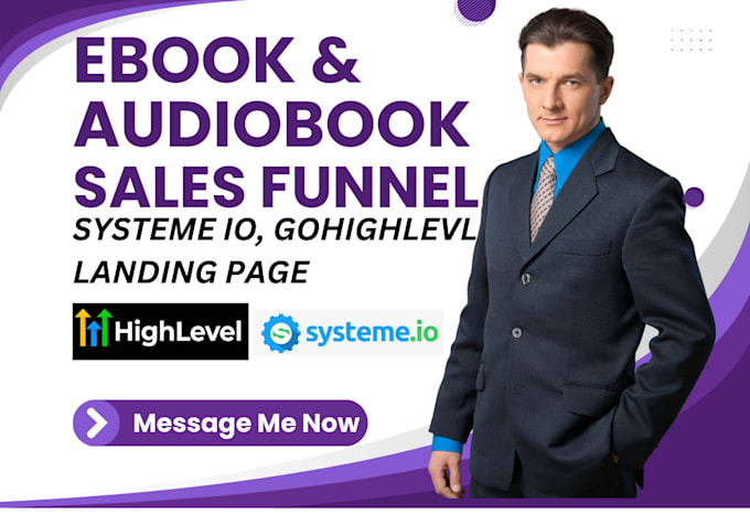 Gig Preview - Design ebook sales funnel audiobook sales funnel in gohighlevel, clickfunnels