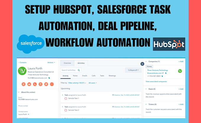 Gig Preview - Setup hubspot, salesforce task automation, deal pipeline, workflow automation