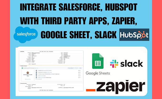 Gig Preview - Integrate salesforce, hubspot with third party apps, zapier, google sheet, slack