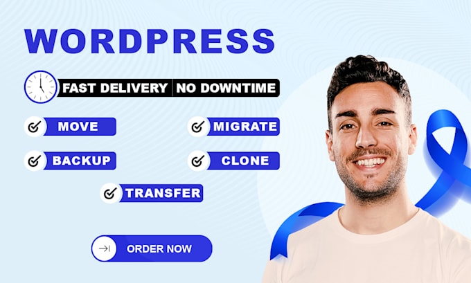 Gig Preview - Move, migrate, backup, clone or transfer your wordpress site