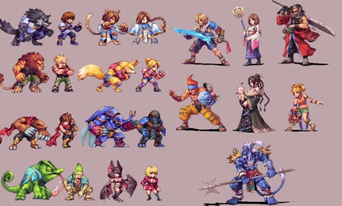 Gig Preview - Create pixel art sprite sheet character design video games background design