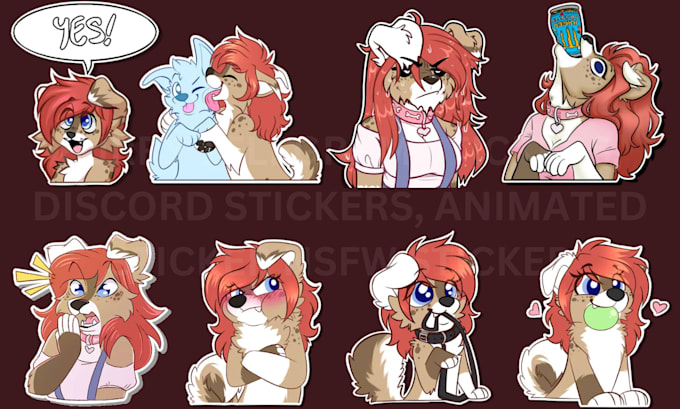 Gig Preview - Draw furry stickers, animated stickers, animated furry discord telegram stickers