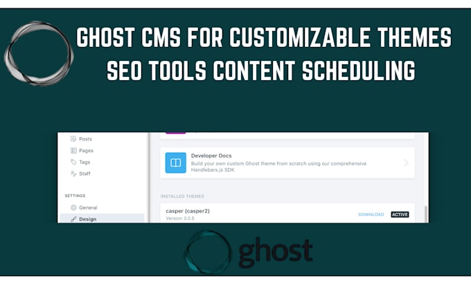 Bestseller - setup ghost cms for customizable themes SEO tools content scheduling