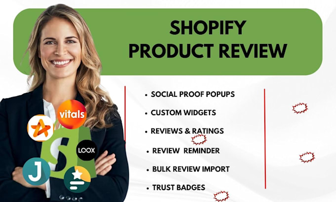 Gig Preview - Setup shopify product review judge me vitals loox ali reviews hulk ryviu tydal