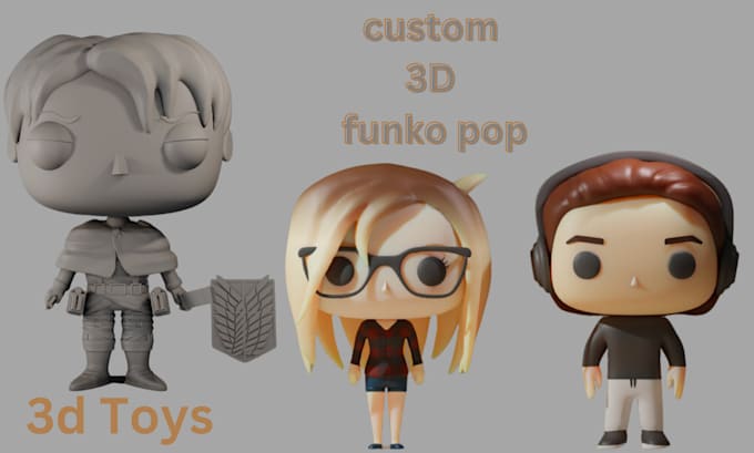 Gig Preview - Design 3d funko pop, bubblehead, cute chibi, action figures stl for printing