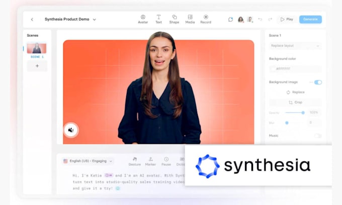 Gig Preview - Create synthesia ai spokesperson vid eo synthesia   video ai spokesperson video