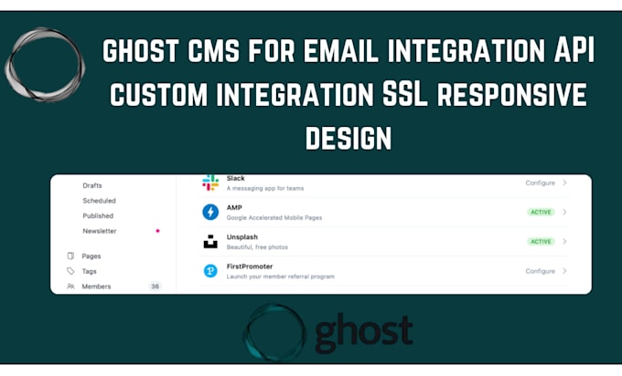 Gig Preview - Setup ghost for email integration API custom integration SSL responsive design