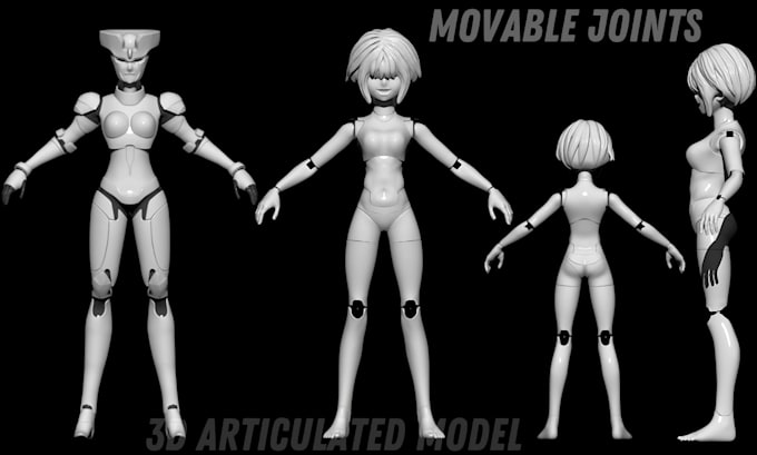 Gig Preview - Sculpt 3d bjd toy design flexi articulated model 3d dol stl file for 3d printing