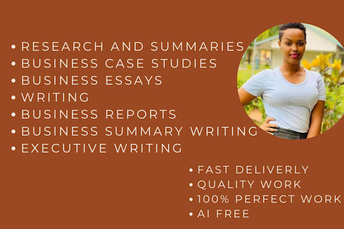 Gig Preview - Do business case study, executive summary and  research writing