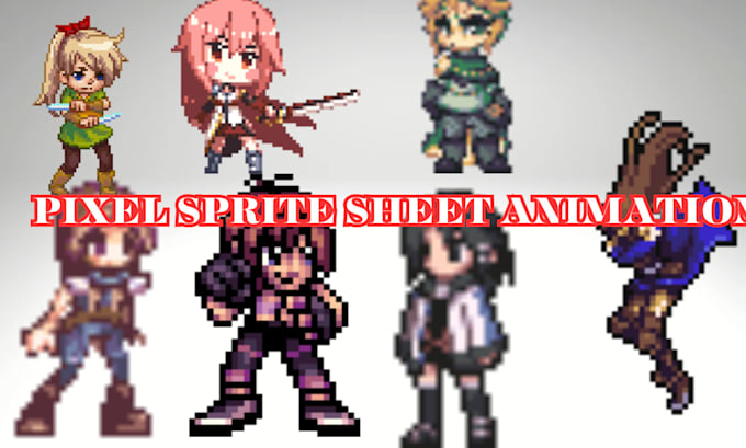 Gig Preview - Create pixel sprite sheet animation pixel art character 2d sprite sheet game art