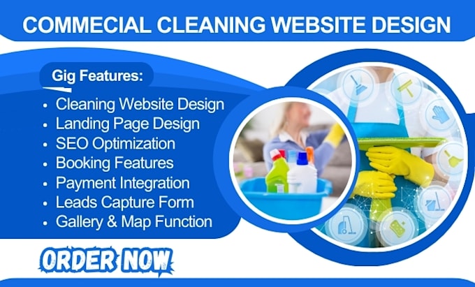 Gig Preview - Design house cleaning website commercial cleaning office cleaning website