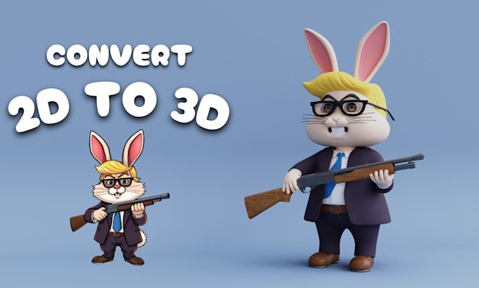 Gig Preview - Convert 2d cartoon character to 3d model in blender