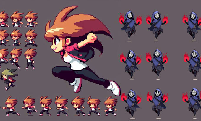 Gig Preview - Do pixel art sprite sheet 2d pixel animation pixel art character design game art