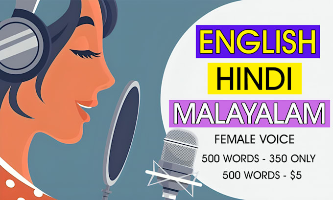 Gig Preview - Do female voice overs in english, hindi and malayalam