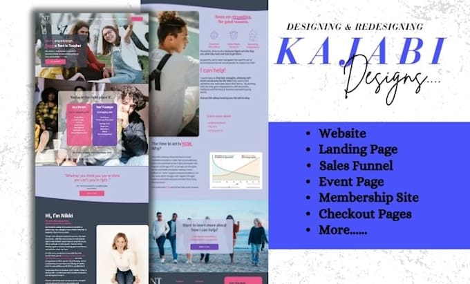 Gig Preview - Design kajabi website, kajabi landing page, kajabi online course, kajabi expert