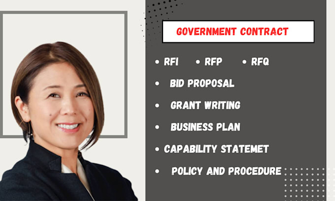 Gig Preview - Write government contract bid proposal, grant proposal, research, rfp, rfi, rfq