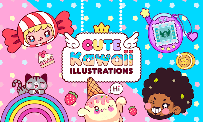 Gig Preview - Make cute kawaii doodles illustrations