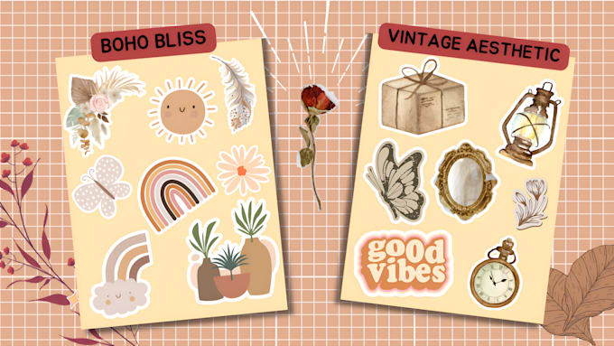 Gig Preview - Create unique sticker sheets in kawaii, vintage, boho and more themes