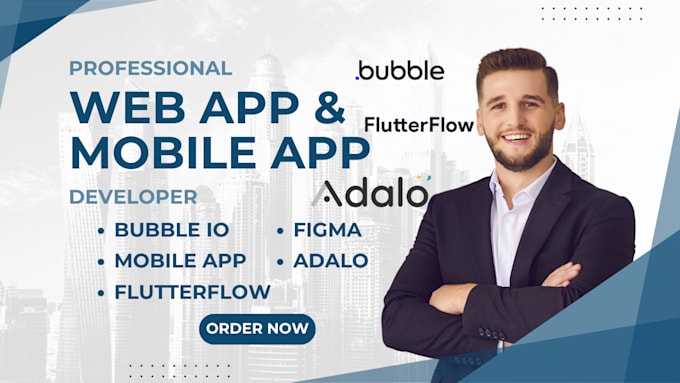 Gig Preview - Be bubble io developer bubble marketplace adalo expert flutterflow developer UI