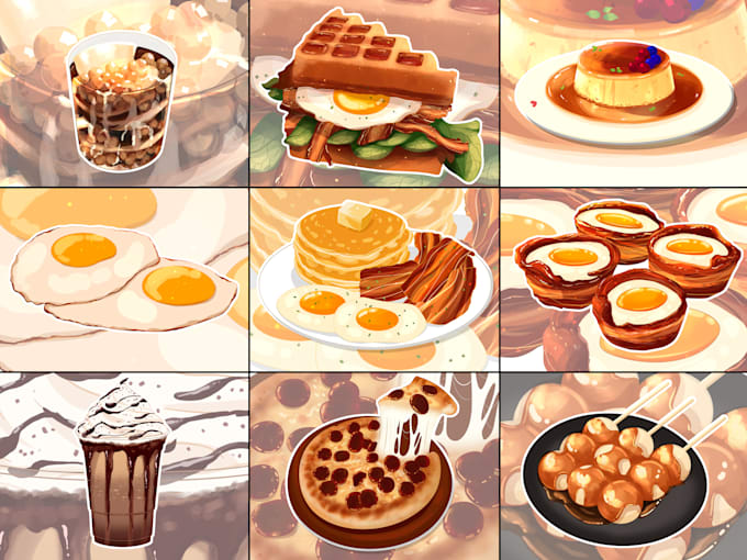 Gig Preview - Draw and illustrate food