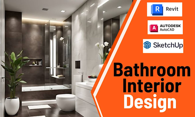 Gig Preview - Design bathroom interior design with 3d model and render