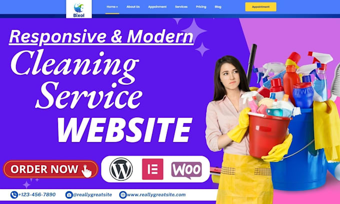 Gig Preview - Design a professional cleaning service website with online booking