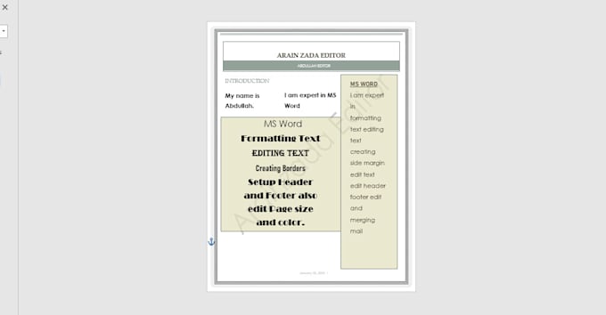 Gig Preview - Ms word document formating and designing edit heeder footer