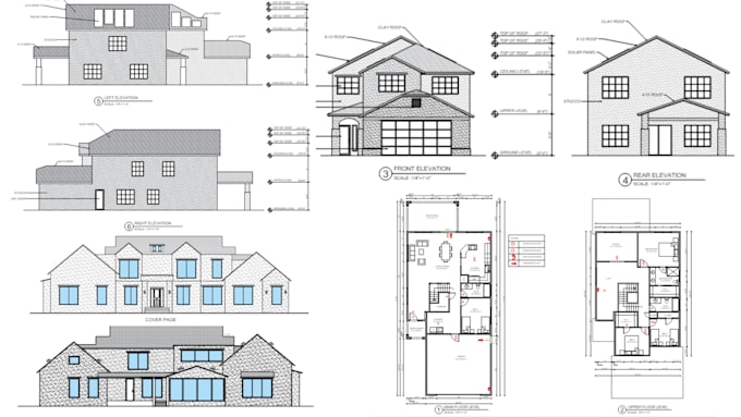 Gig Preview - Draw architectural floor plans house elevation,section,roof,site plan in autocad