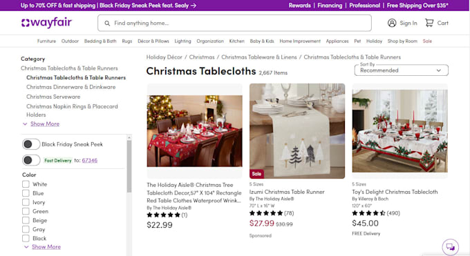 Gig Preview - Shopify christmas tablecloth store, christmas table wears shopify store