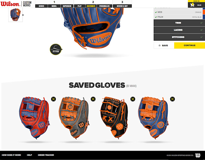 Gig Preview - Build a 2d baseball glove and watch customize using kickflip zakeke