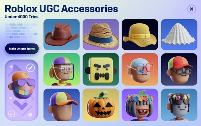 Gig Preview - Make wearables roblox ugc hair accessories, assets, roblox models for your game