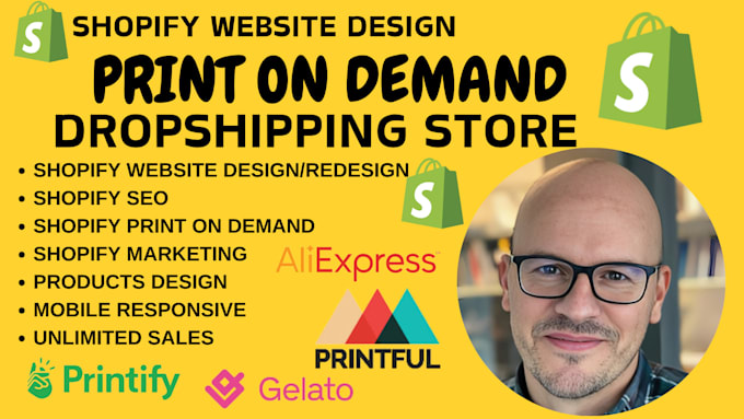 Gig Preview - Shopify print on demand dropshipping printiful printify shopify website pod