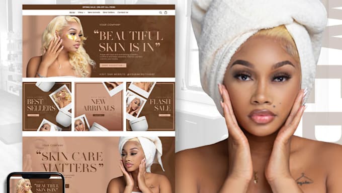 Gig Preview - Build 48hrs exquisite skin care website skincare shopify store beauty website