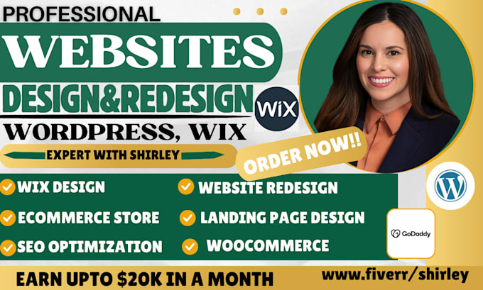 Gig Preview - Wix website redesign wix website design clone website using wordpress, godaddy