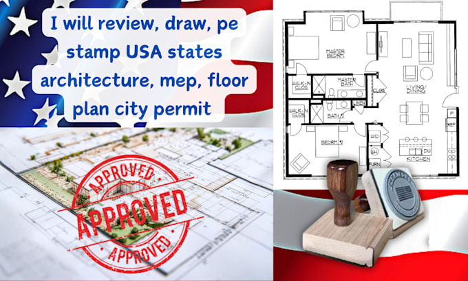 Gig Preview - Review and pe stamp USA architectural floor plan drawing mep for city permit