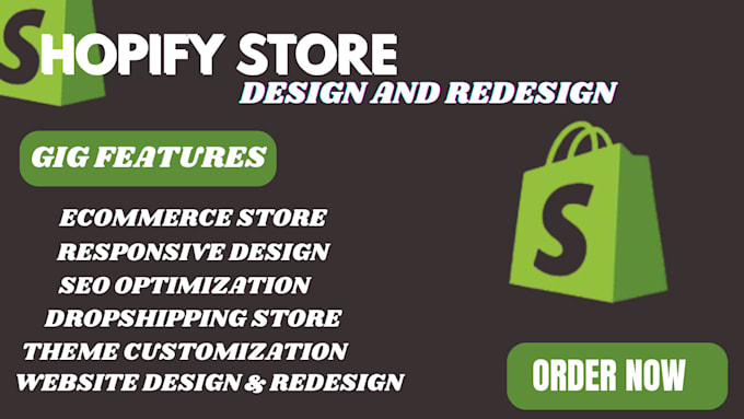 Gig Preview - Design, redesign shopify store, shopify dropshipping store, shopify website