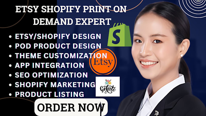 Bestseller - setup etsy print on demand shopify printful store, printify, shineon, gelato pod