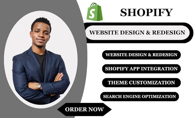 Gig Preview - Build shopify website design, shopify store design and redesign shopify website